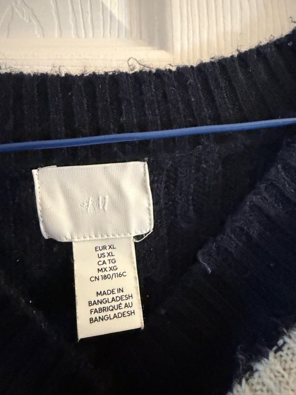 H&M Dark Navy Ribbed Crewneck Sweater